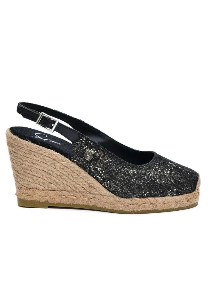 Pia Black Women's Wedge Heel Espadrilles