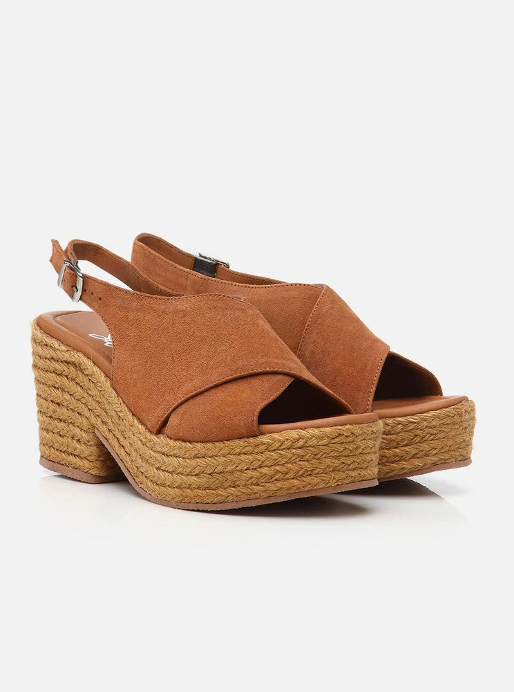 Amore Brown Women's Platform Heeled Espadrilles