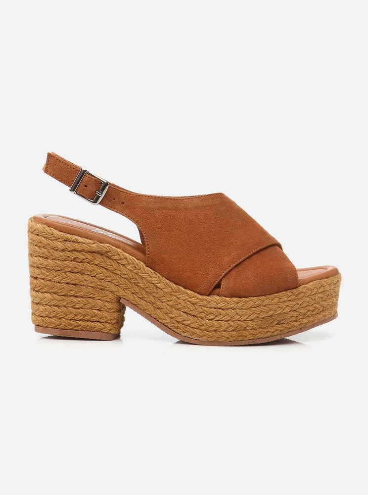 Amore Brown Women's Platform Heeled Espadrilles