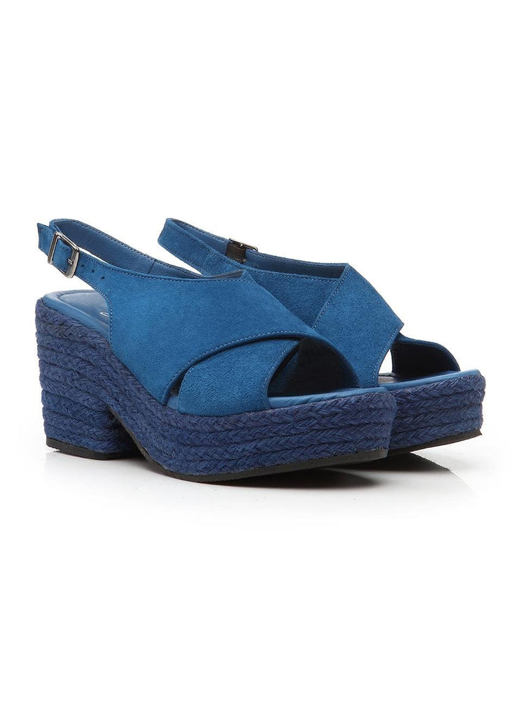 Amore Blue Women's Platform Heeled Espadrilles