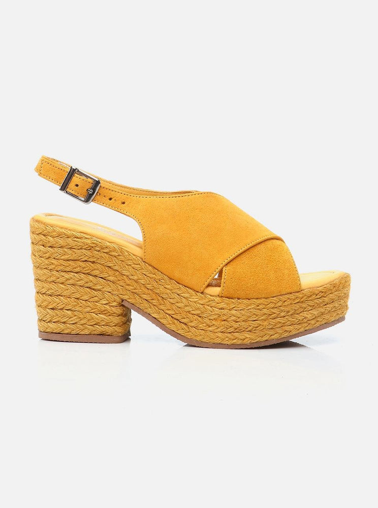 Amore Yellow Women's Platform Heeled Espadrilles