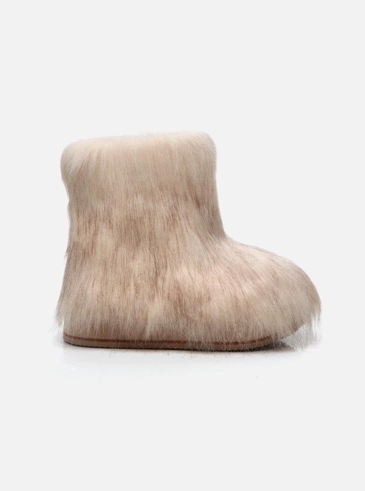 Apreski Beige Women's Faux Fur Boots