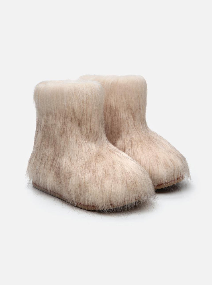 Apreski Beige Women's Faux Fur Boots