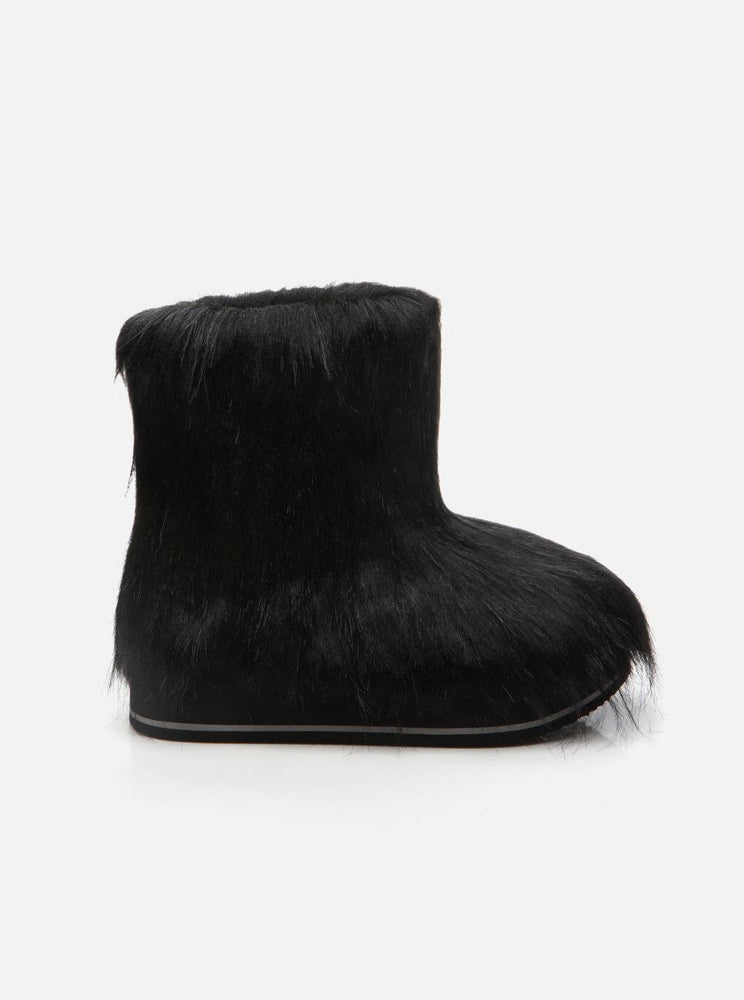 Apreski Plain Black Women's Faux Fur Boots