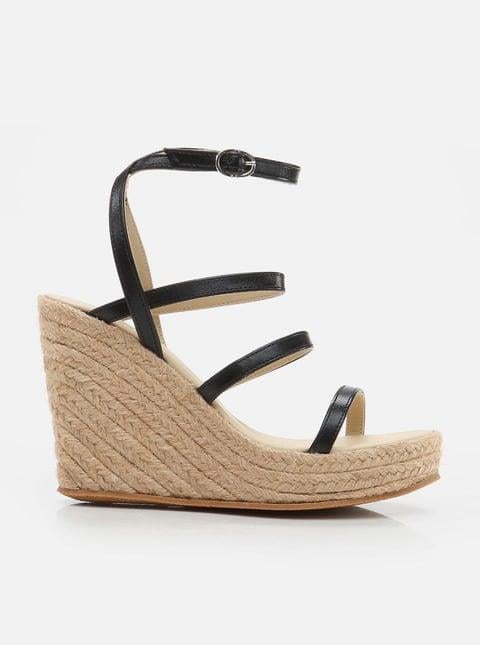 Black Women's Platform Heeled Espadrille