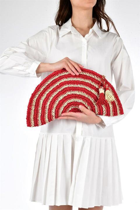 Capri Red Women's Handmade Knitted Bag