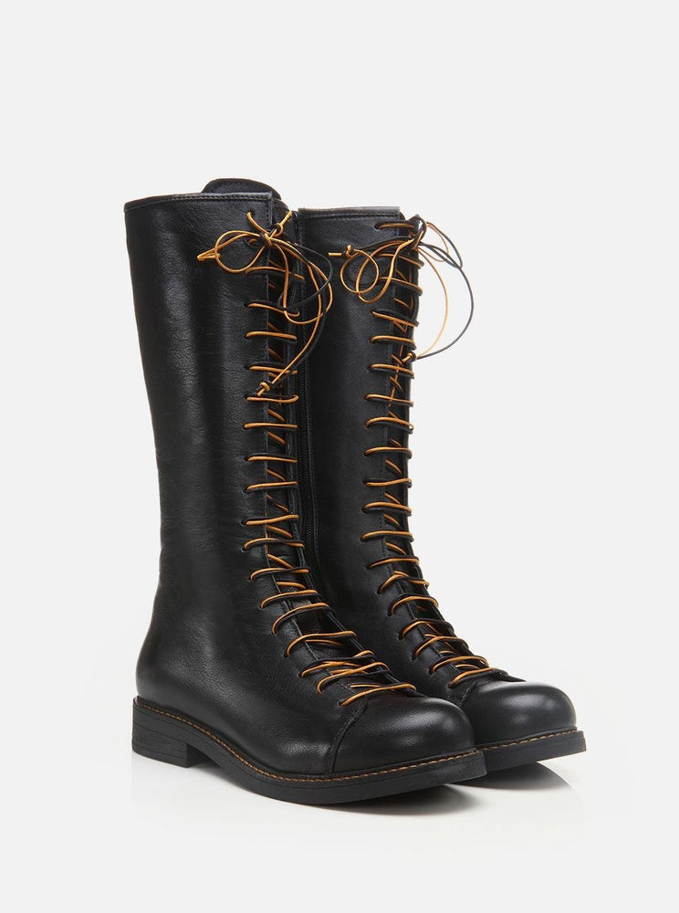 
                      
                        Delft Black Women's Leather Boots
                      
                    