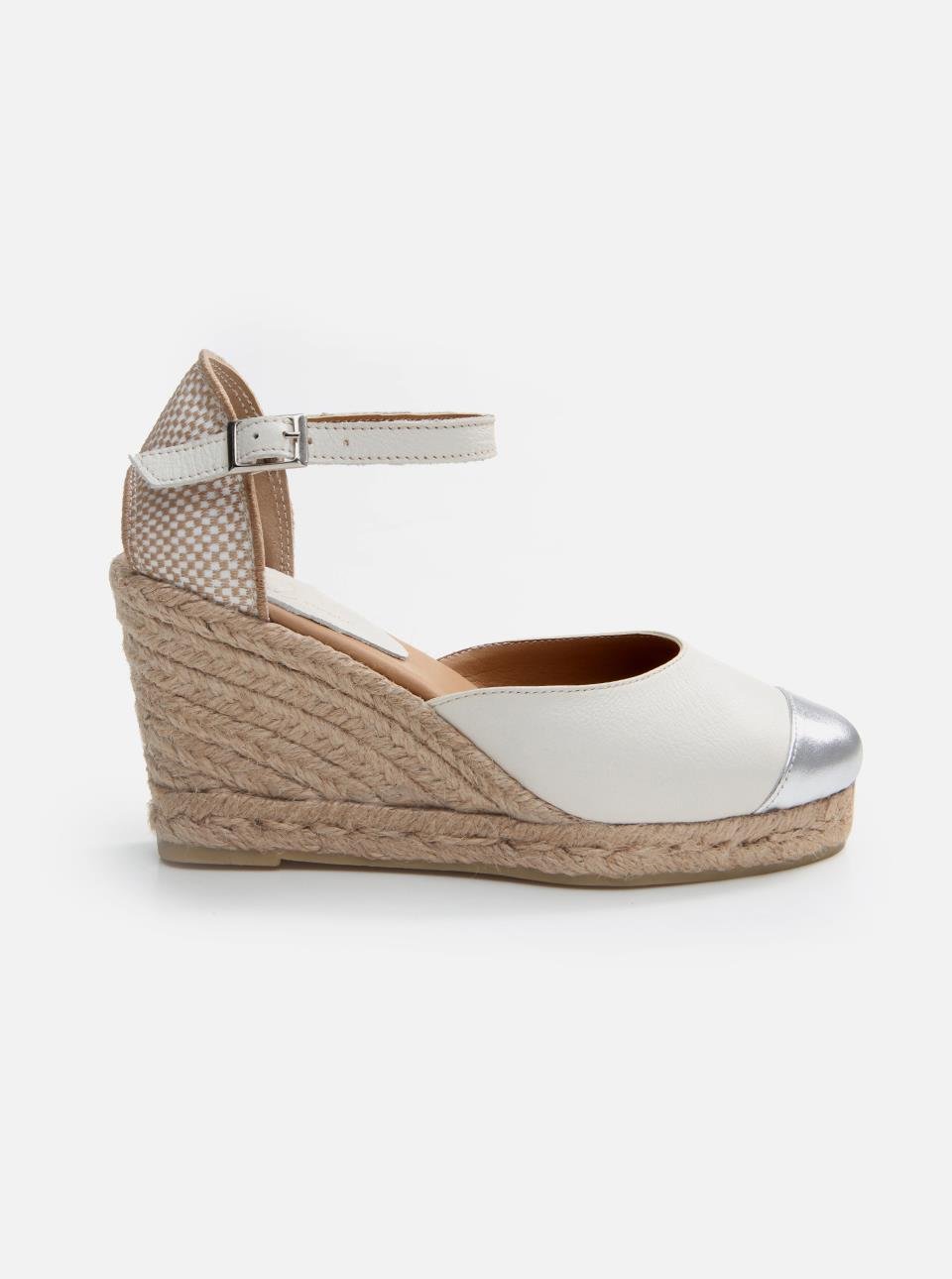 Dygon Silver-Ecru Women's Wedge Heeled Espadrilles