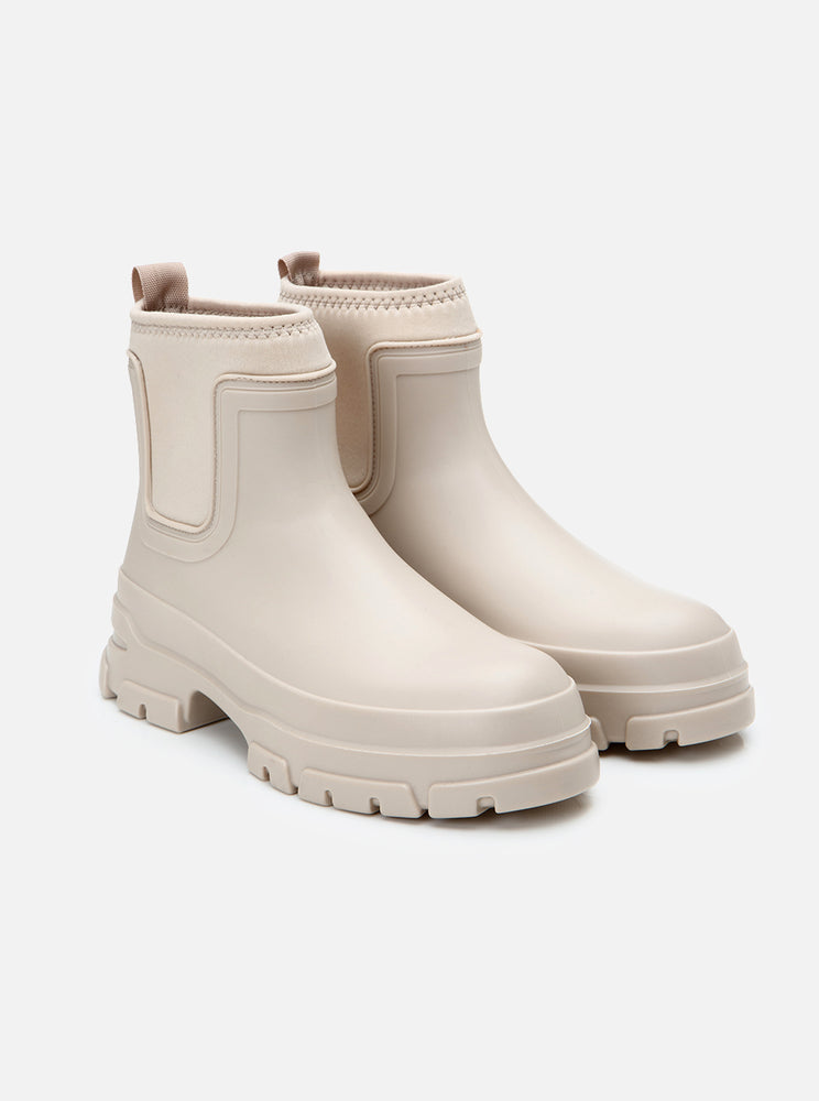 Ekko Beige Women's Elastic Rain Boots