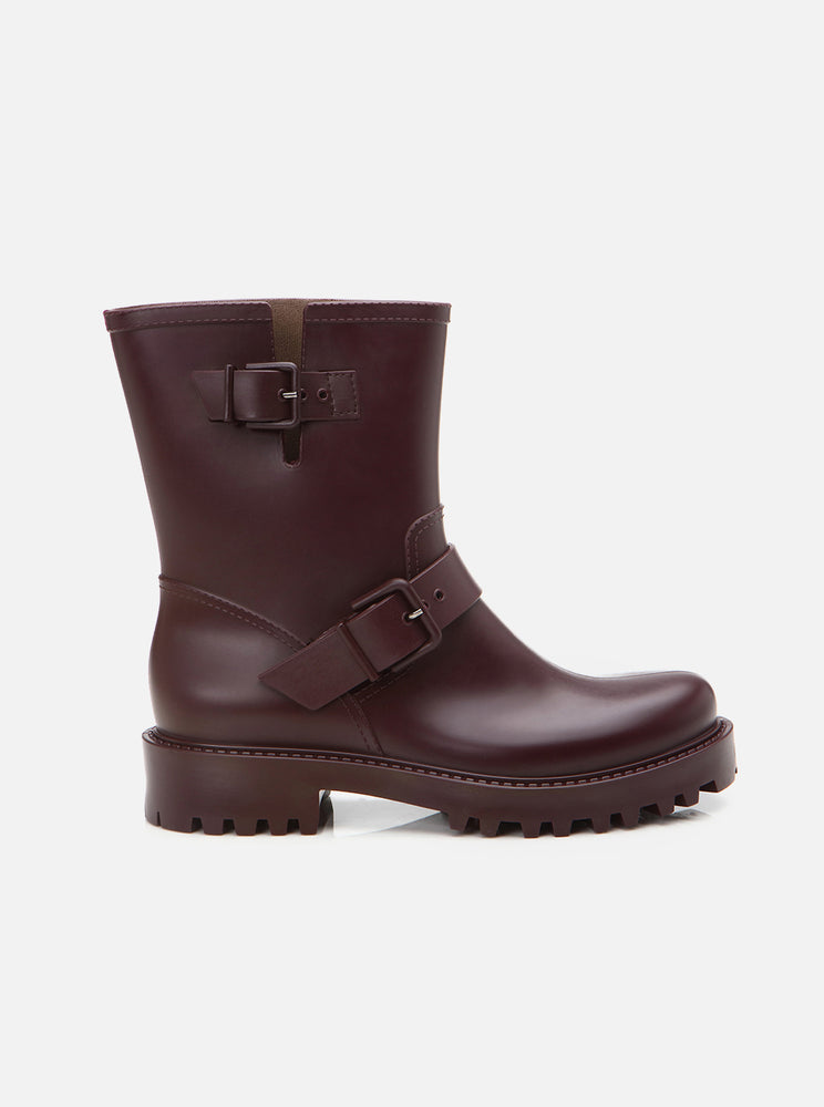 Eleni Claret Red Women's Buckled Rain Boots