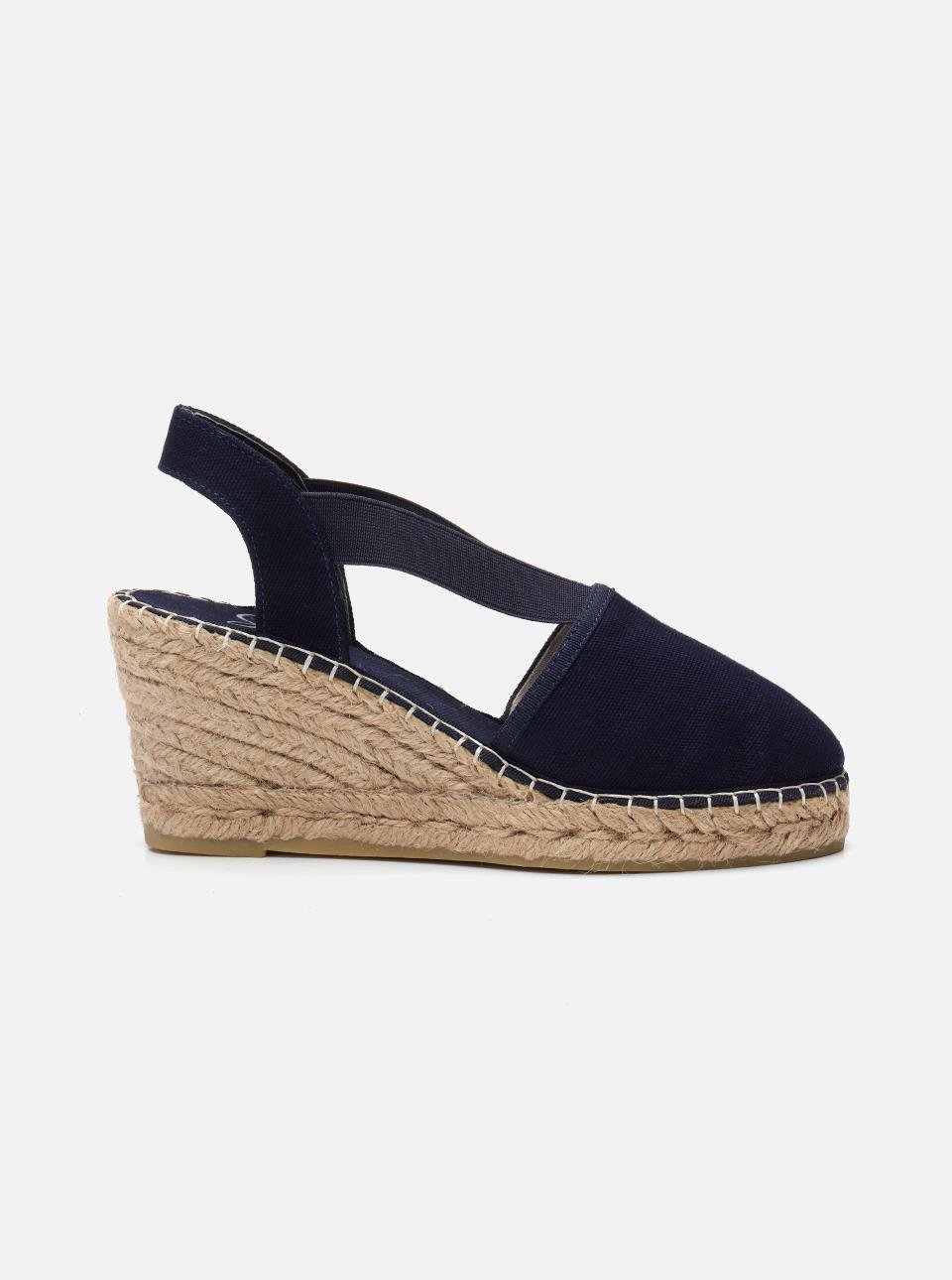 Elizabeth Navy Blue Women's Wedge Heel Espadrilles