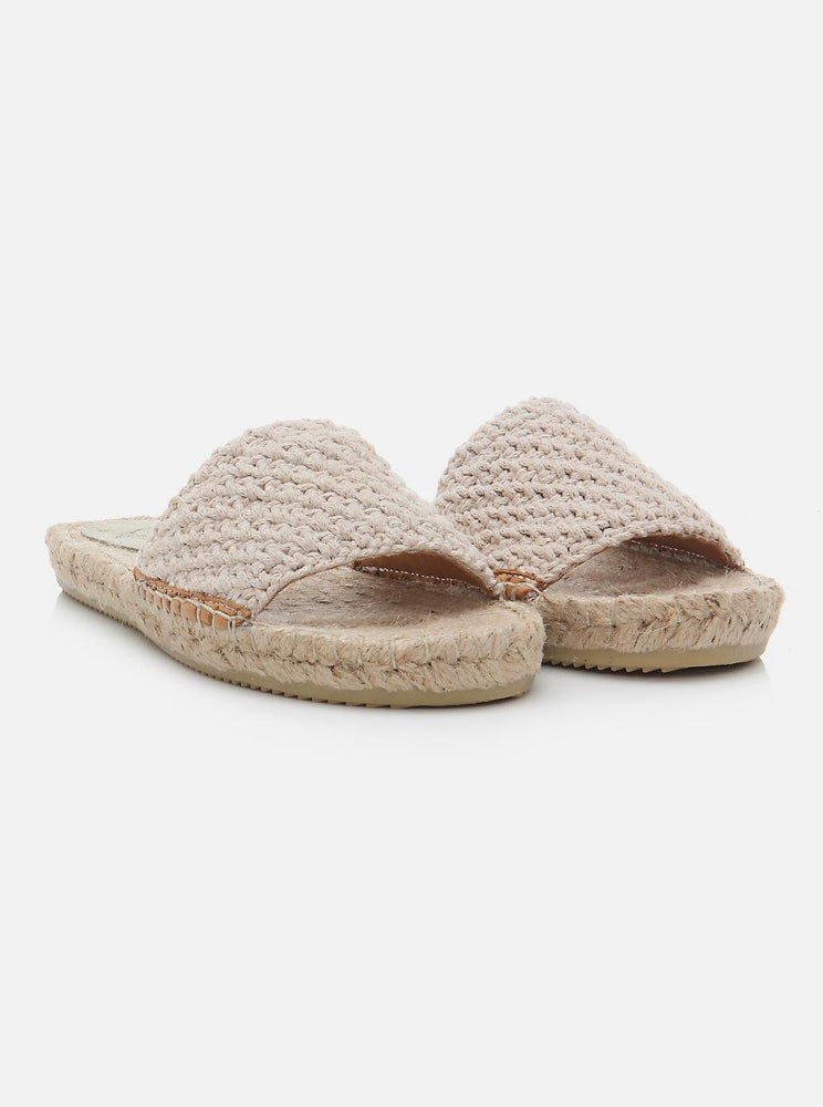 Jade Beige Women's Knitted Espadrille Slippers