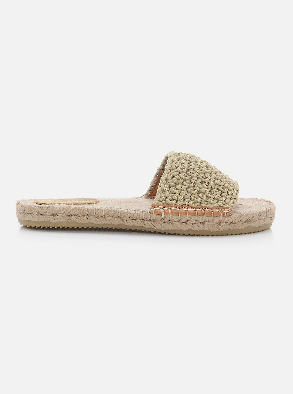 Jade Khaki Women's Knitted Espadrille Slippers