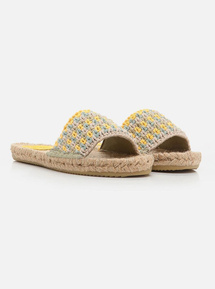 Jade Yellow-Beige Women's Knitted Espadrille Slippers