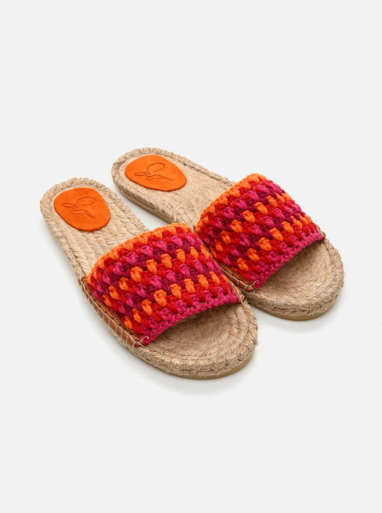 Jade Orange-Red Women's Knitted Espadrille Slippers