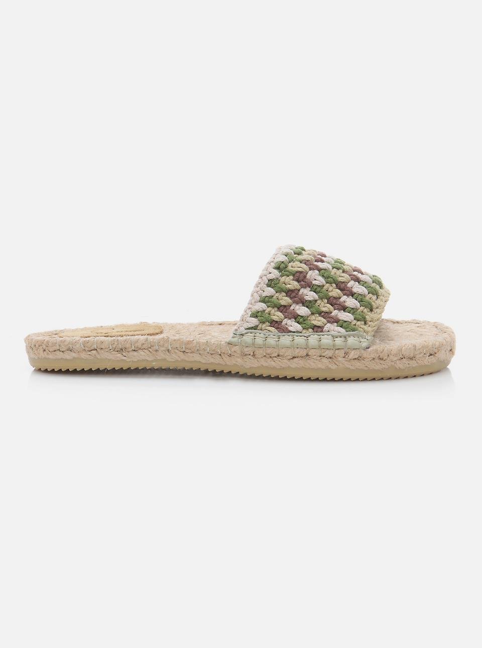 Jade Green-Brown Women's Knitted Espadrille Slippers