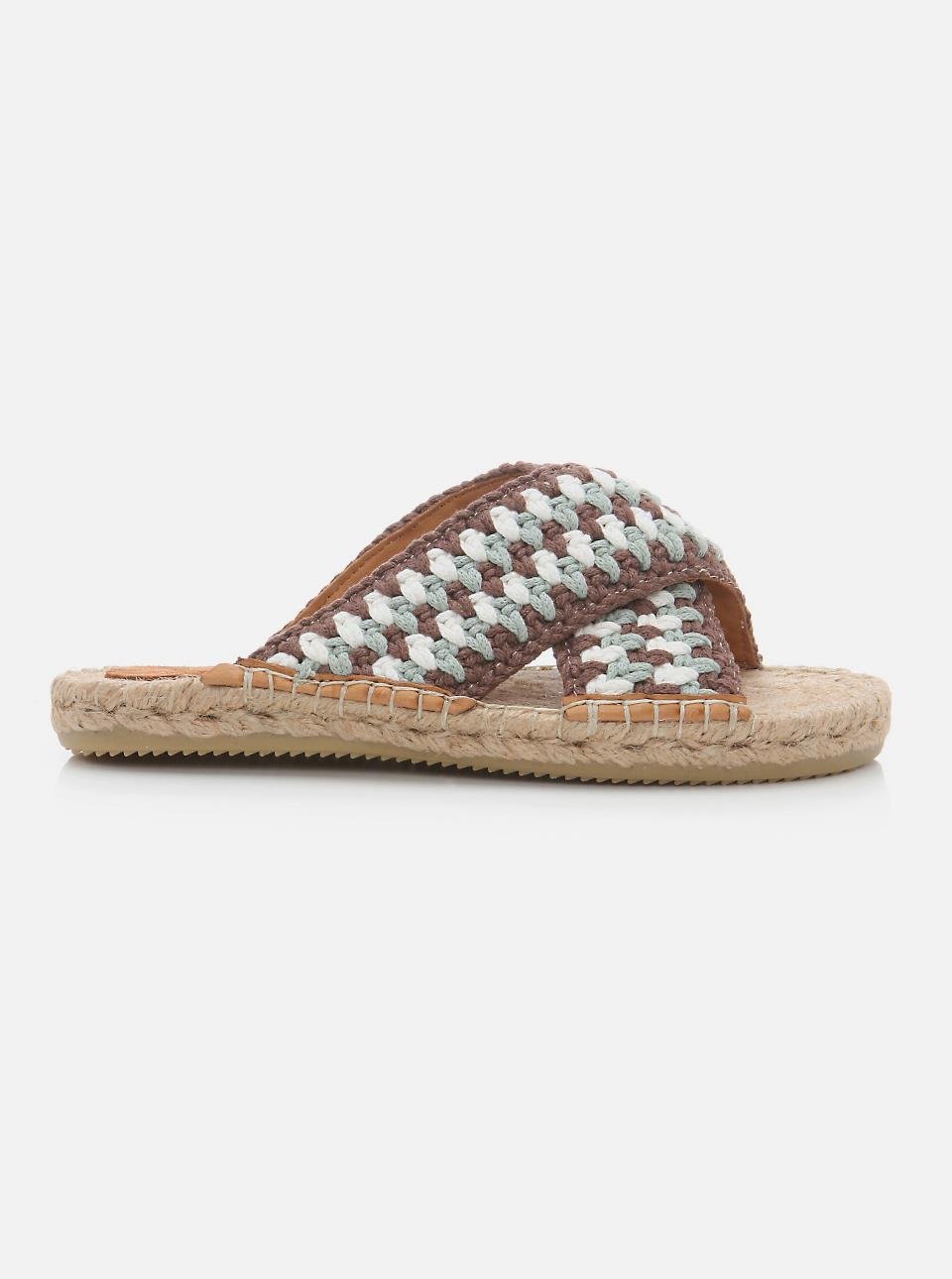 Kinsee Coffee-Ecru Women's Knitted Espadrille Slippers