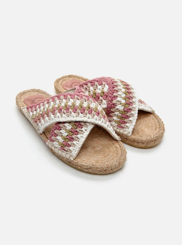 Kinsee Pink-Ecru Women's Espadrille Slippers