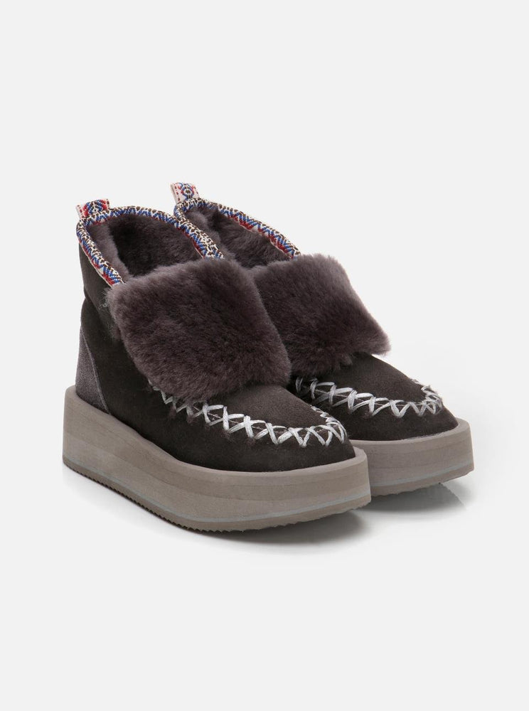 Lauren Grey Women's Suede Fur Boots