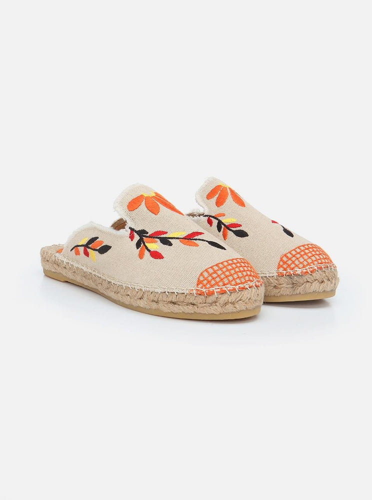 
                      
                        Marat Ecru Orange Embroidered Espadrille Slippers
                      
                    