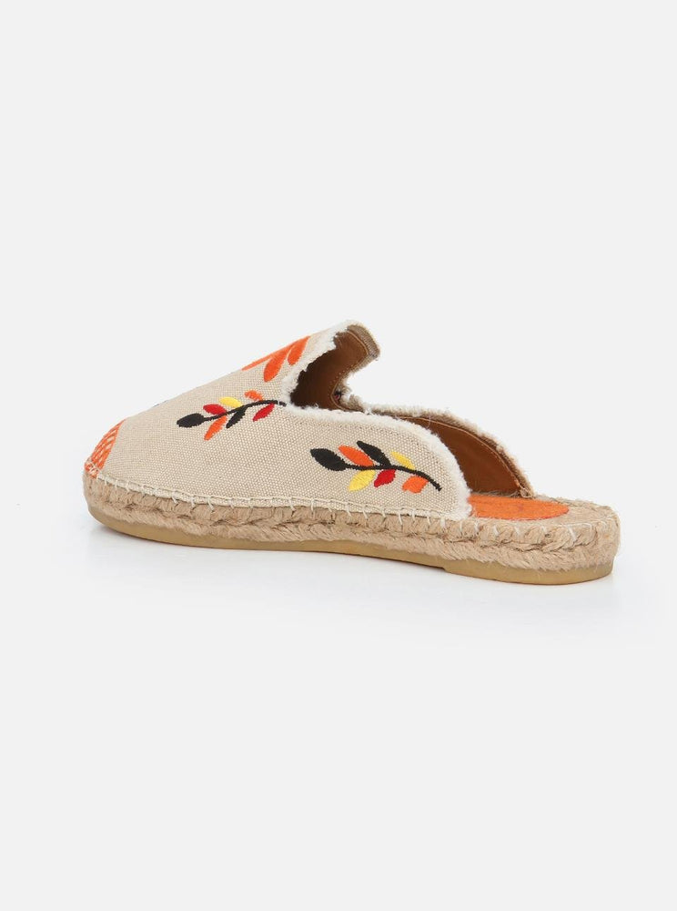 
                      
                        Marat Ecru Orange Embroidered Espadrille Slippers
                      
                    