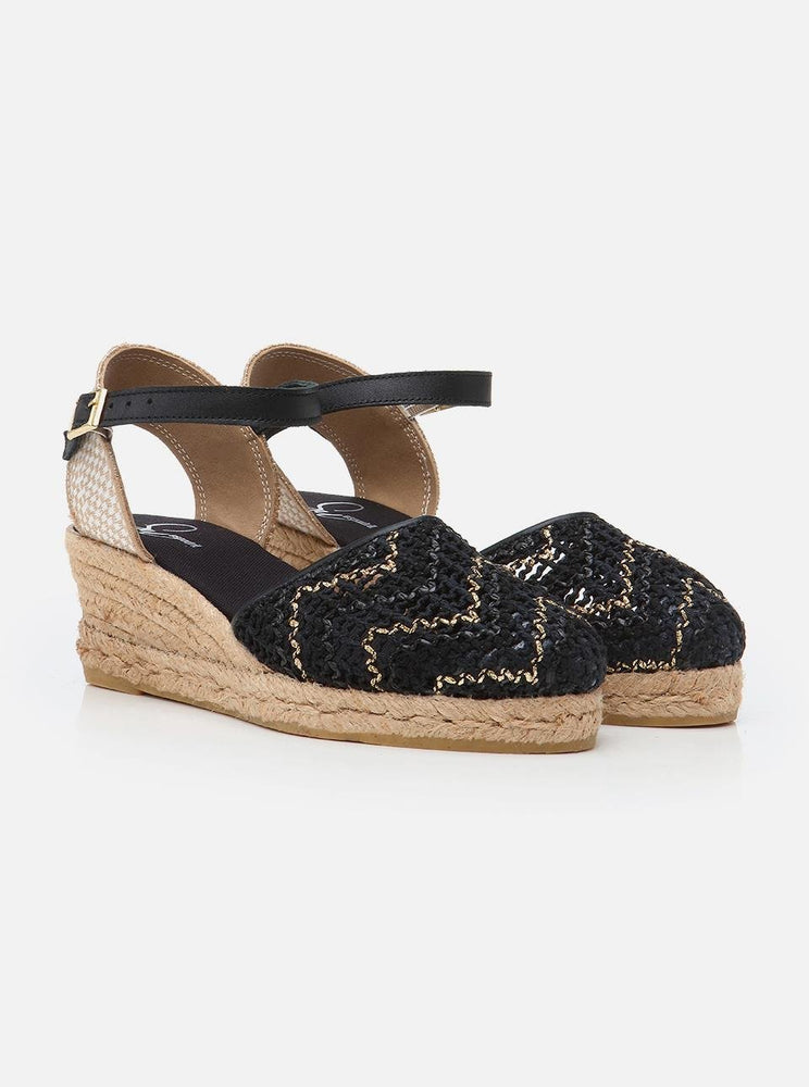 Mendes Black Women's Wedge Heel Espadrilles