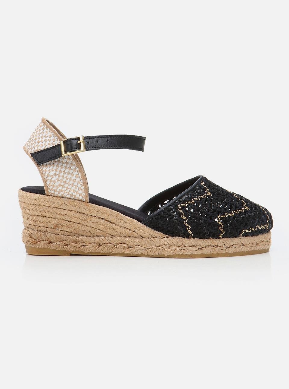 Mendes Black Women's Wedge Heel Espadrilles