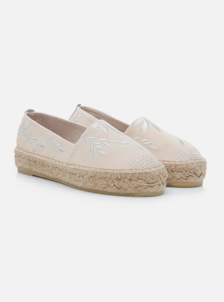 Naima Ecru-Silver Women's Flat Espadrilles