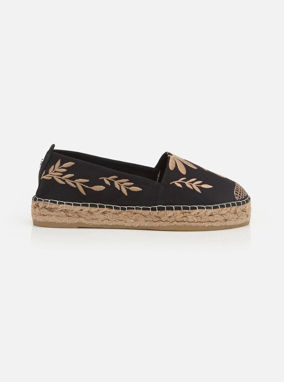 Naima Black-Ecru Women's Plain Espadrilles