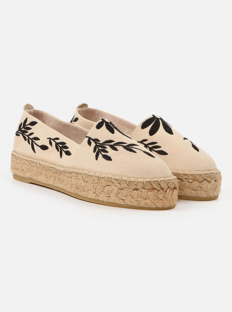 
                      
                        Nataly Ecru-Black Women's Plain Espadrilles
                      
                    