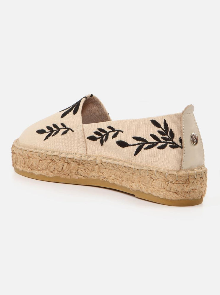 
                      
                        Nataly Ecru-Black Women's Plain Espadrilles
                      
                    