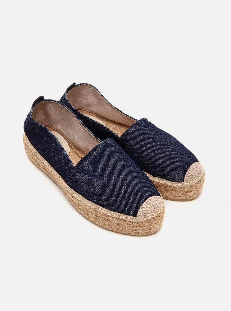 Nathalie Navy Blue Women's Plain Espadrilles