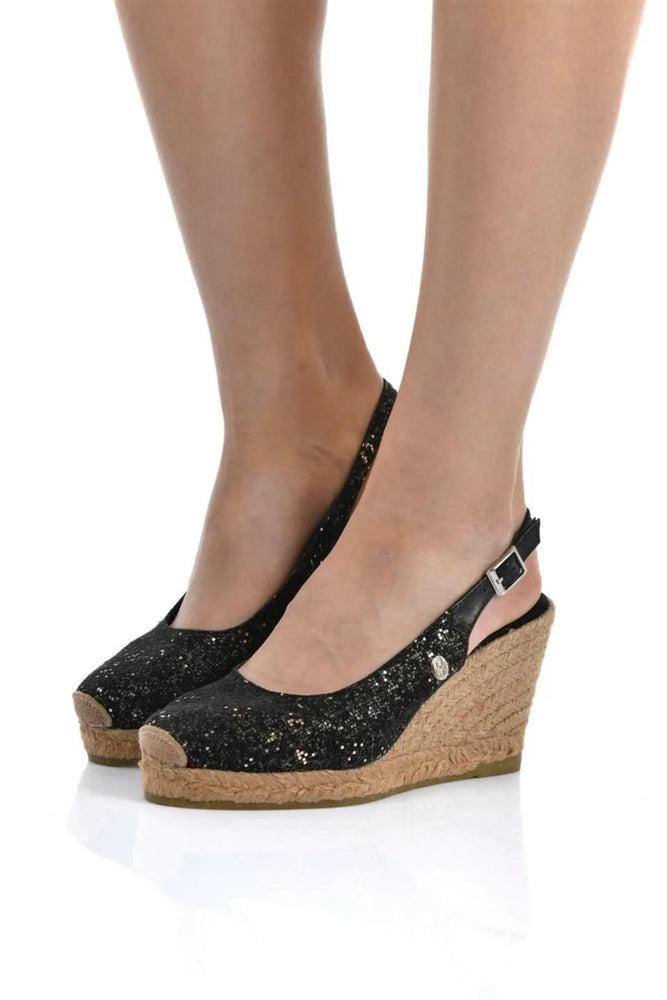 Pia Black Women's Wedge Heel Espadrilles