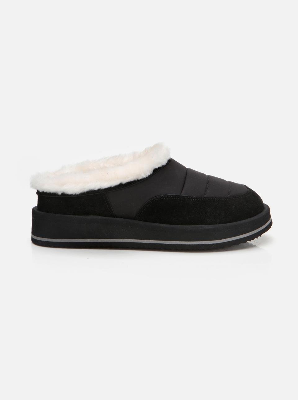 Water Black Women's Fabric-Suede Slippers