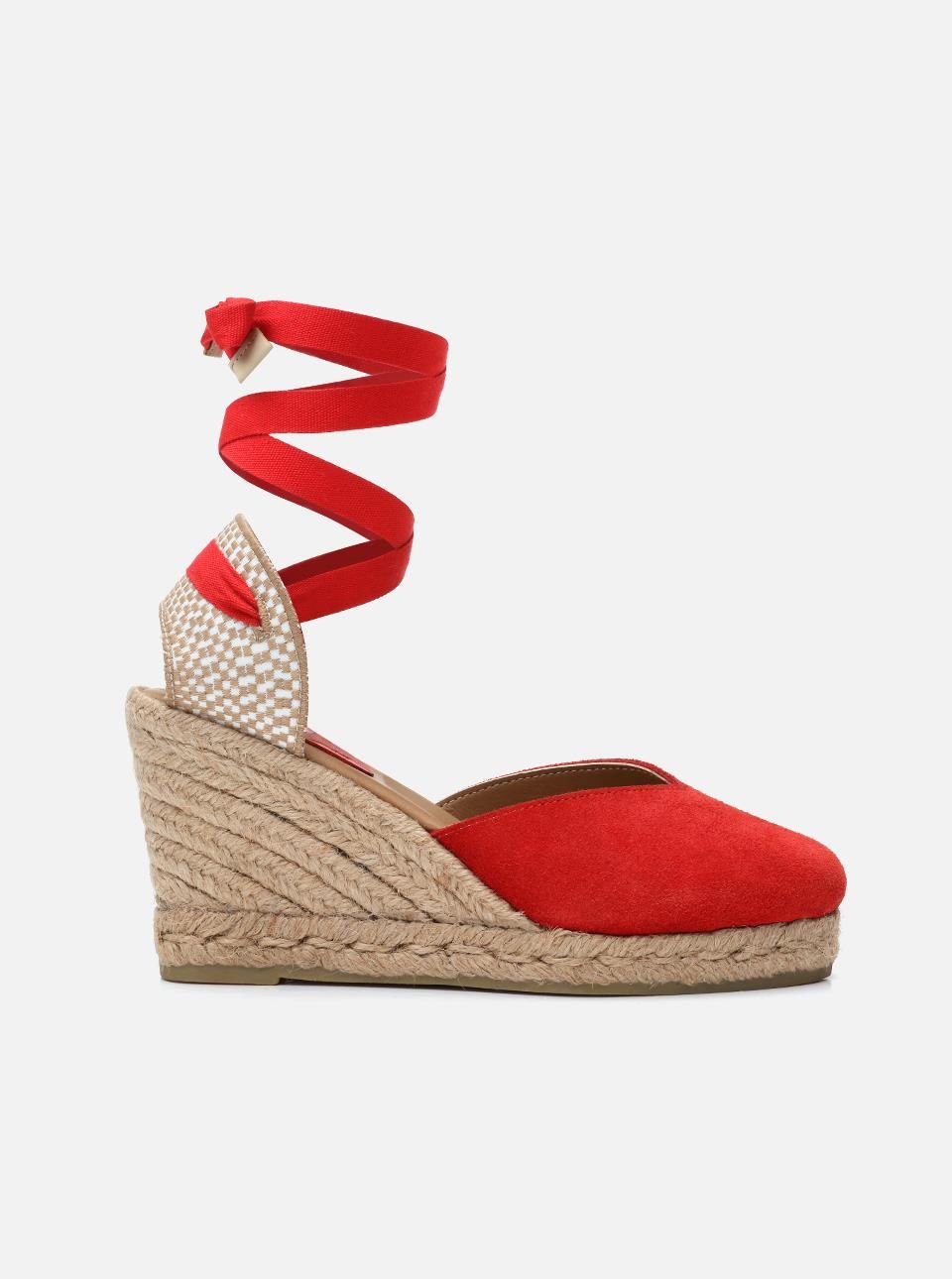 Suelle Red Women's Wedge Heel Espadrilles