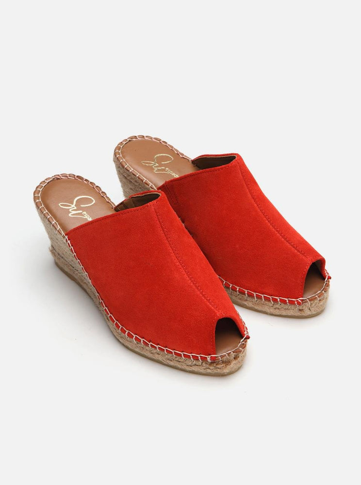 Suzy Red Women's Wedge Heel Espadrille Slippers