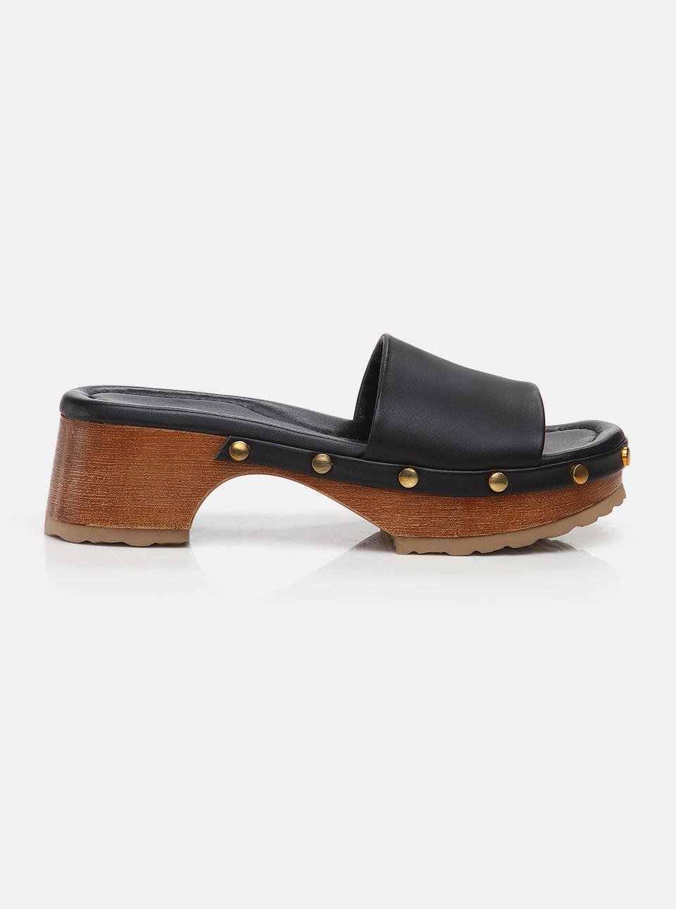 Tyra Black Women's Leather Clogs