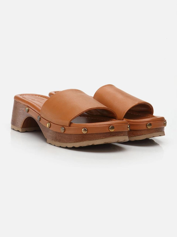 Tyra Tan Women's Leather Clogs